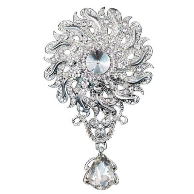 High quality crystal glass pendant brooch diamond tassel flower jewelry